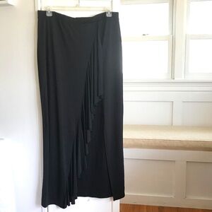 Maxi Skirt Black K + Glam Ruffle Front Lightweight Pull On Women’s Plus Size 2X